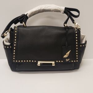 Diane Von Furstenberg DVF Black Leather Shouler Bag